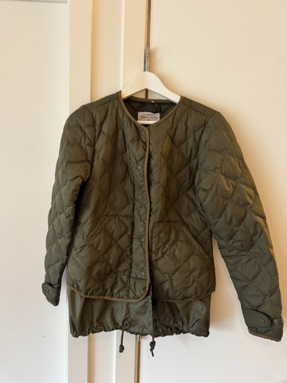 REI Co-Op Quilted Down Jacket Coat Wallace Lake Button Green Women’s small